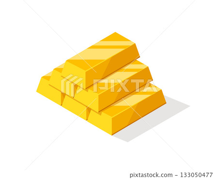 Gold bars or ingot. Flat style isometric illustration 133050477