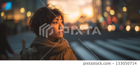 夜幕下漫步城市中的女子肖像 | 城市中引人注目的精緻生活瞬間 133050714