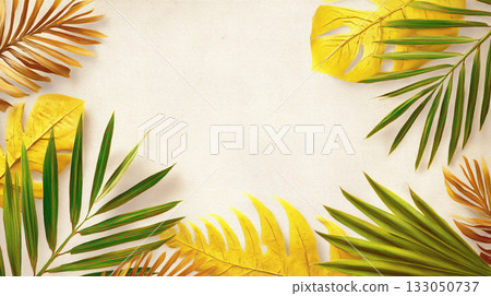 熱帶植物葉片背景框 133050737