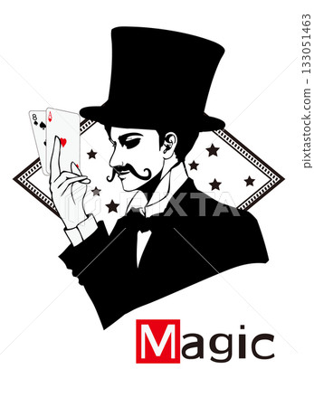 魔術師標誌與撲克牌 133051463