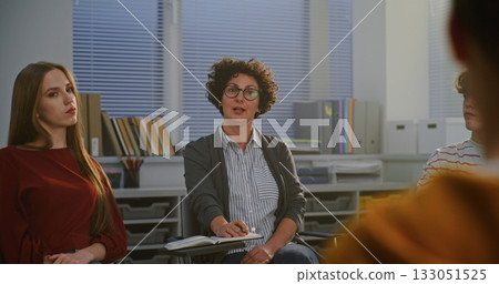 Students Mental Health Lesson Where Teacher Guides Calm Discussion on Stress Management and Empathy 133051525