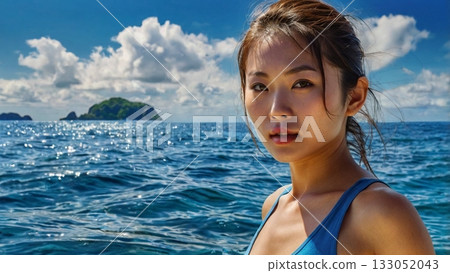 在清澈湛藍的大海中享受水上活動,真是美好的時刻。 在清澈湛藍的大海中享受水上活動,真是美好的時刻。 133052043