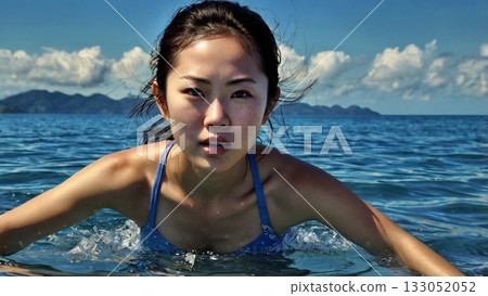 在清澈湛藍的大海中享受水上活動，真是美好的時刻。 133052052