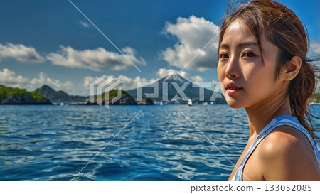 在清澈湛藍的大海中享受水上活動，真是美好的時刻。 133052085