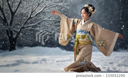 傳統美人雪中起舞－融合奇幻與力量的數位藝術 133052200