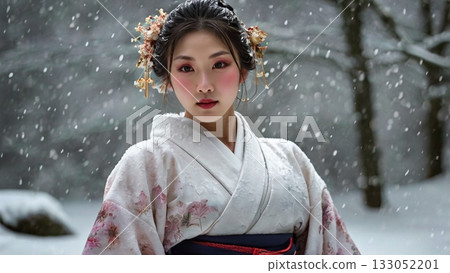 傳統美人雪中起舞－融合奇幻與力量的數位藝術 133052201