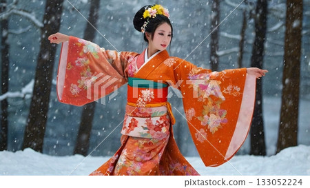 傳統美人雪中起舞-融合奇幻與力量的數位藝術 傳統美人雪中起舞-融合奇幻與力量的數位藝術 133052224