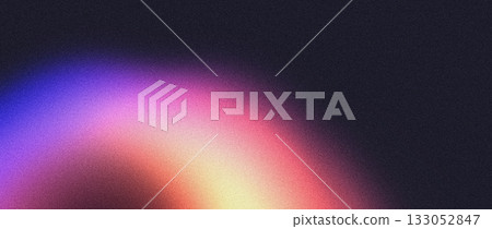 Grainy gradient background, yellow purple orange blue glowing vibrant colors abstract shape on dark backdrop noise texture banner design Grainy gradient background, yellow purple orange blue glowing vibrant colors abstract shape on dark backdrop noise texture banner design 133052847