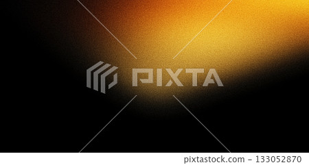 Yellow orange glowing abstract color gradient wave shape on black grainy background copy space minimal banner header cover poster design Yellow orange glowing abstract color gradient wave shape on black grainy background copy space minimal banner header cover poster design 133052870