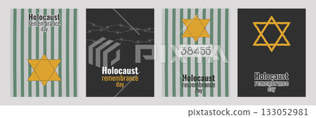 Holocaust Remember Day Honor Legacy Past Fairness. Set artboard. Symbolizes memory justice and history. For web design and educational projects. Vector illustration. Holocaust Remember Day Honor Legacy Past Fairness. Set artboard. Symbolizes memory justice and history. For web design and educational projects. Vector illustration. 133052981