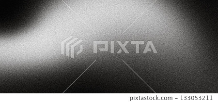 Black white grainy background, monochrome gray noisy texture dark grunge banner, header poster cover backdrop design 133053211