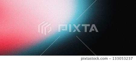 Grainy abstract background, dark noisy poster black backdrop pink blue glowing color wave banner design, copy space 133053237