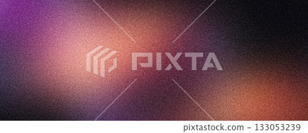 Grainy gradient background purple pink abstract glowing color wave black dark backdrop, noise texture banner poster header design 133053239