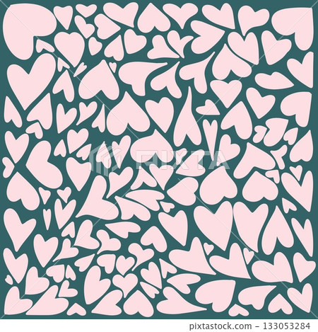 A beautiful background with pink hearts. A set of hand-drawn hearts on a trendy background for a design that conveys love, tenderness, and creativity. 133053284