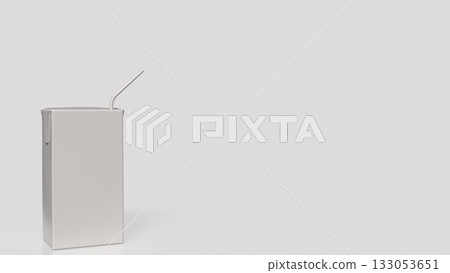 The Blank Juice Box with Straw on White Background 3d render. The Blank Juice Box with Straw on White Background 3d render. 133053651