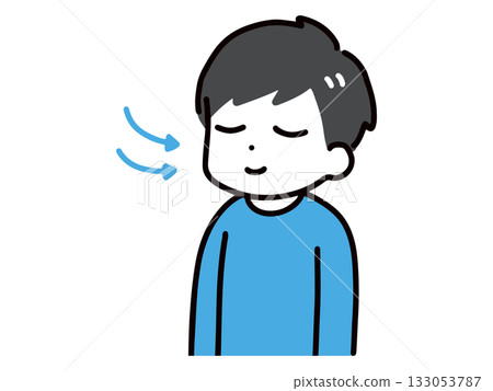一名身著休閒服的年輕男子（上半身），閉著眼睛，用鼻子呼吸。 133053787