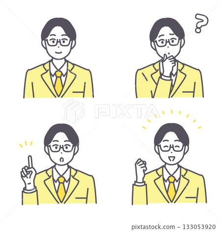Illustration set of business men with various expressions and poses Illustration set of business men with various expressions and poses 133053920