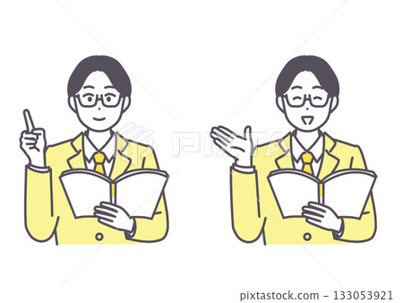 Illustration of a business man explaining and explaining Illustration of a business man explaining and explaining 133053921