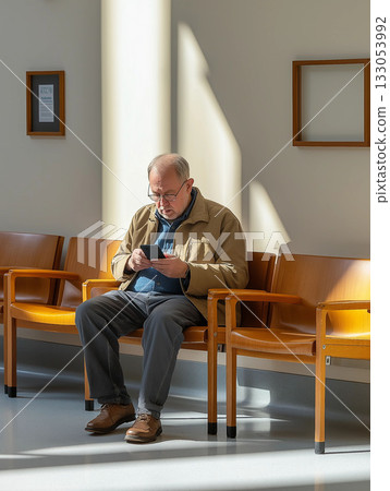 senior man relaxing on sofa 133053992