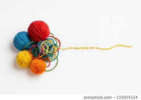 balls of colorful wool 133054124