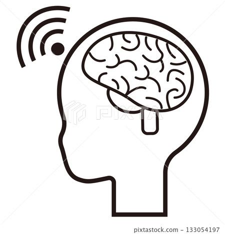 Monochrome icon illustration of brain waves Monochrome icon illustration of brain waves 133054197
