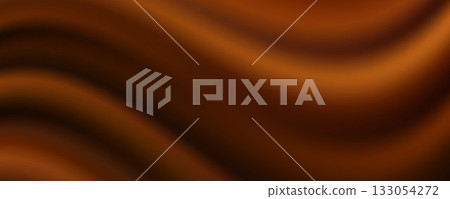 Coffee gradient background. Flowing liquid chocolate color wallpaper. Abstract wavy fluid choco mousse backdrop. Smooth cocoa flavor nougat or mousse dessert texture. Brown color satin silk bg. Vector Coffee gradient background. Flowing liquid chocolate color wallpaper. Abstract wavy fluid choco mousse backdrop. Smooth cocoa flavor nougat or mousse dessert texture. Brown color satin silk bg. Vector 133054272