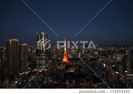 Tokyo Tower and the night view of the city center seen from Tokyo City View November Minato Ward 2054 Normal color Tokyo Tower Tokyo City View Tokyo Tower and the night view of the city center seen from Tokyo City View November Minato Ward 2054 Normal color Tokyo Tower Tokyo City View 133054303