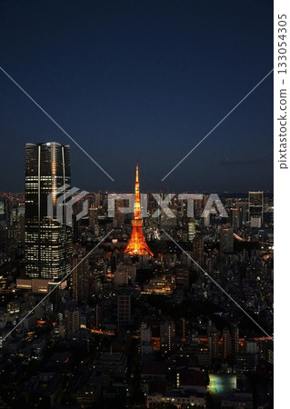 Tokyo Tower and the night view of the city center seen from Tokyo City View November Minato Ward 2056 Normal color Tokyo Tower Tokyo City View Tokyo Tower and the night view of the city center seen from Tokyo City View November Minato Ward 2056 Normal color Tokyo Tower Tokyo City View 133054305