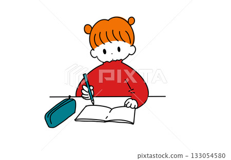 學習的女孩的插圖 133054580