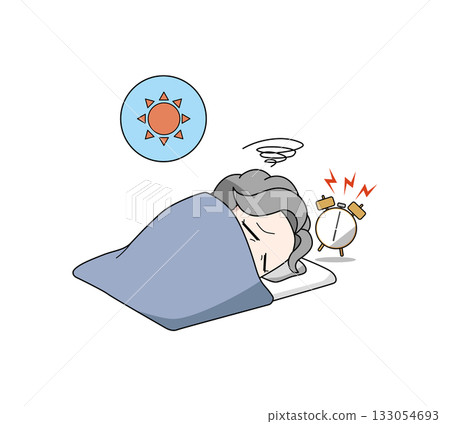 一幅老婦人起床困難的插圖 133054693