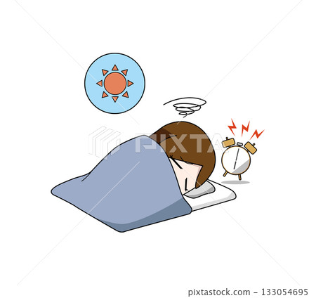 一幅難以起床的女性插圖 一幅難以起床的女性插圖 133054695