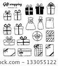 Hand-drawn gift illustration set (monochrome line drawing) 133055122