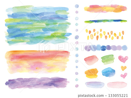 一組水彩手繪紋理和裝飾圖案 133055221