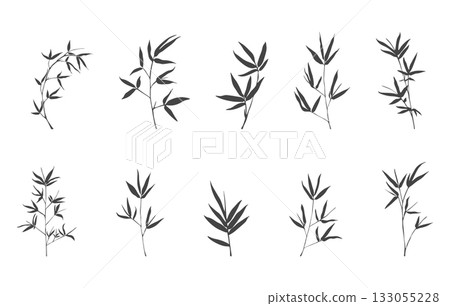 Bamboo branch silhouettes, Bamboo branch svg, Bamboo branch vector, Bamboo branch drawing. Bamboo branch silhouettes, Bamboo branch svg, Bamboo branch vector, Bamboo branch drawing. 133055228