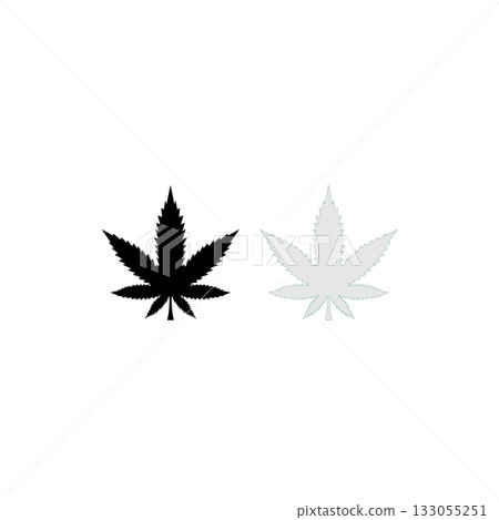 Marijuana leaf silhouette, Marijuana cannabis hemp leaf vector icon Marijuana leaf silhouette, Marijuana cannabis hemp leaf vector icon 133055251