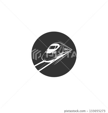 high speed train black silhouette vector, 133055273