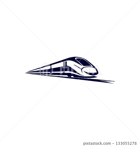 Black and white graphic of high-speed bullet train on white background 133055278