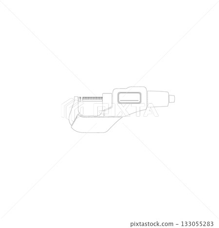 Minimalist micrometer icon with spindle and sleeve 133055283
