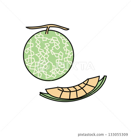 庫存插圖：簡單的瓜和水果切片插圖 133055309