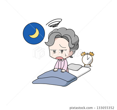 一幅老婦人在半夜醒來的插圖 133055352