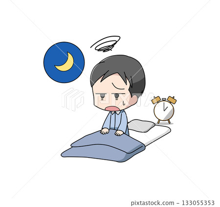 一幅描繪男子半夜醒來的插圖 一幅描繪男子半夜醒來的插圖 133055353