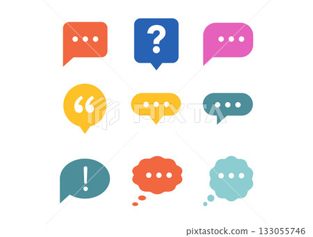 Speech and Thought Bubble Geometric Shape Set Stock Illustration. 133055746