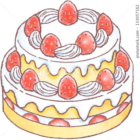 White cream strawberry cake_birthday cake_two-tiered cake White cream strawberry cake_birthday cake_two-tiered cake 133057162