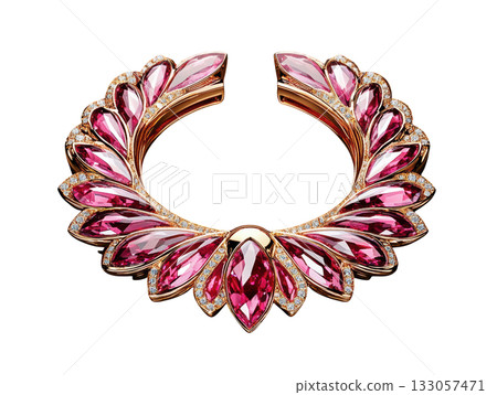 Elegant luxury jewelry necklace with ruby and diamond gemstone. beautiful gold wreath design for high fashion Elegant luxury jewelry necklace with ruby and diamond gemstone. beautiful gold wreath design for high fashion 133057471