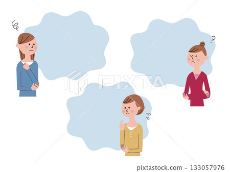 Illustrations that express women's worries and thoughts (relationships, work, lifestyle) 133057976