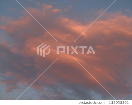 tranquil sky painted with soft pastel shades, serene horizon with muted pastel clouds and calm 133058261