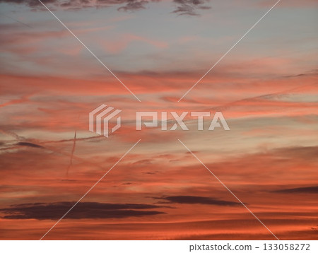calm twilight scenery infusing tranquility, extended sunset landscape with soothing modern tones 133058272