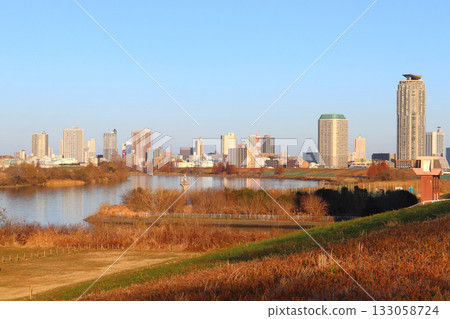High-rise apartment buildings in the central district of Kawaguchi City on a clear winter day High-rise apartment buildings in the central district of Kawaguchi City on a clear winter day 133058724
