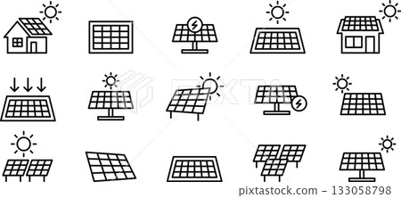 可編輯的太陽能板圖示。太陽能、太陽能板、太陽能電池、環保 133058798