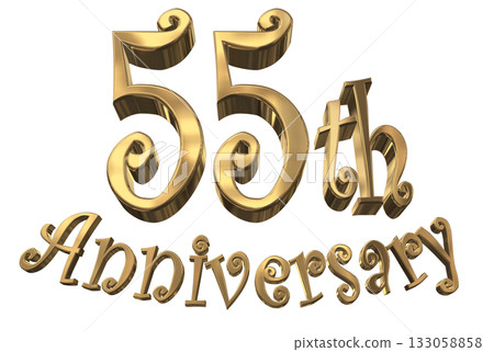 3DCG文字“55週年紀念/55週年紀念標誌閃耀” 3DCG文字“55週年紀念/55週年紀念標誌閃耀” 133058858
